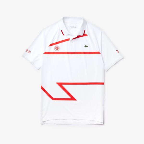 Lacoste Ing Akció - Lacoste SPORT Roland Garros x Novak Djokovic Polo Shirt  Fehér / Piros Férfi